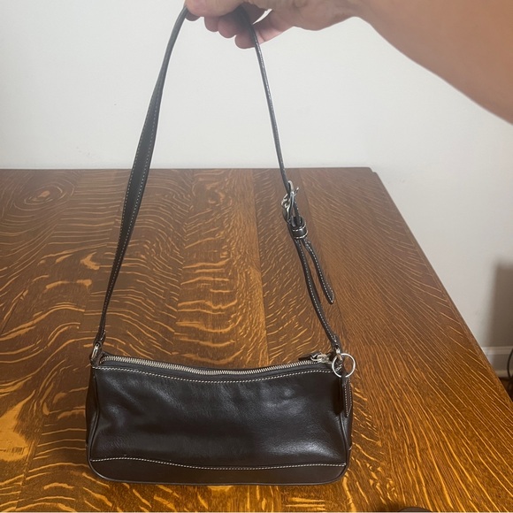 Coach Hampton Demi Black Leather Shoulder Pouch - Picture 1 of 9